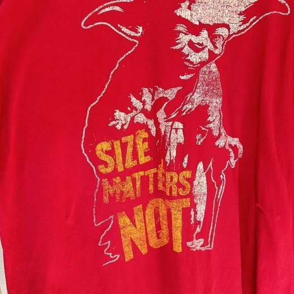 Vintage Star Wars Size Matters Not Yoda Men's Red T-Shirt Size 3XL - Picture 2 of 6